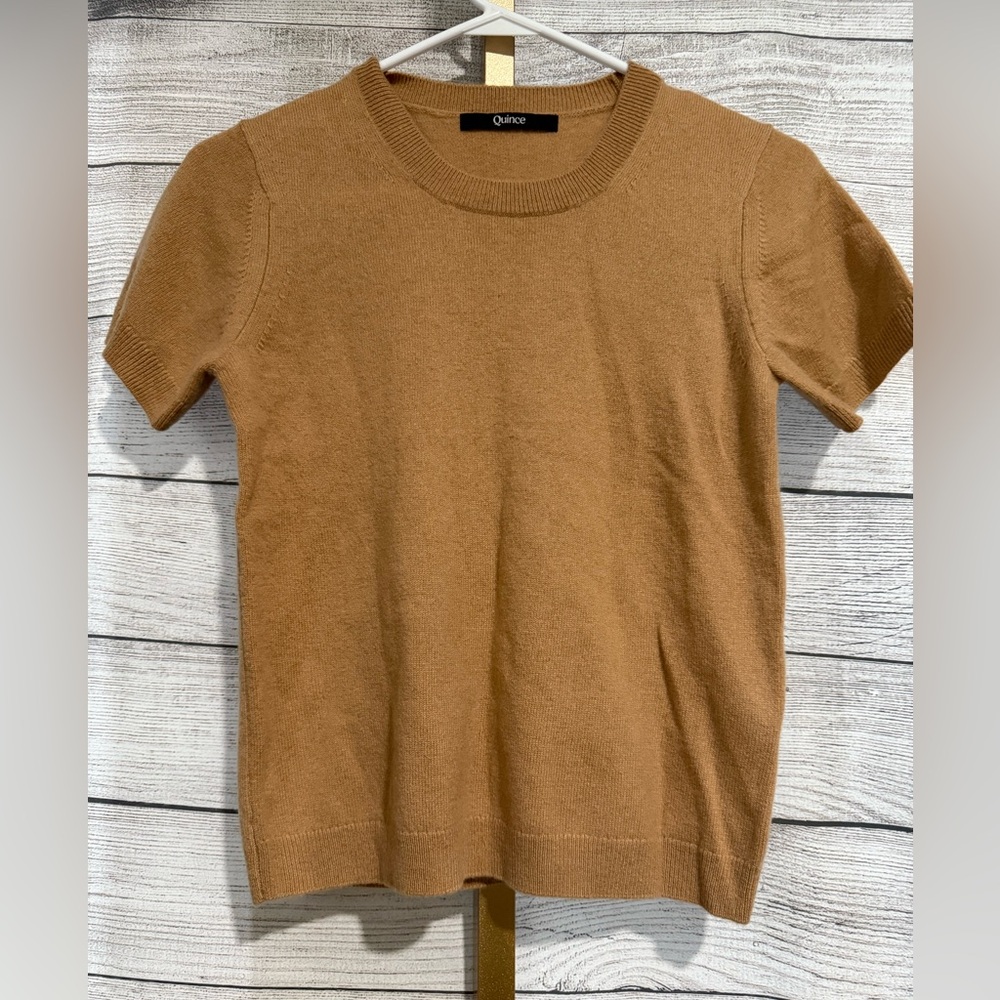 Quince Mongolian Cashmere Tee Sz S Tan